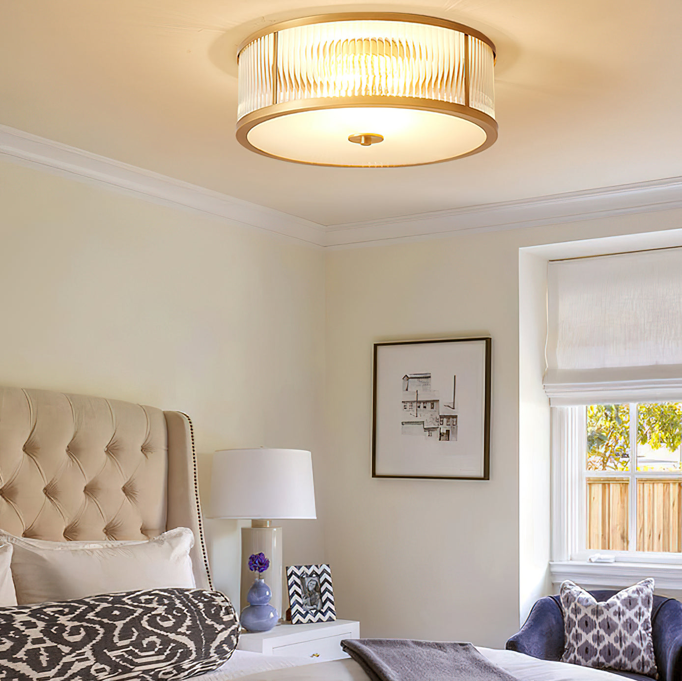 Vovene Modern Minimalist Brass Glass Ceiling Light - Letslighting