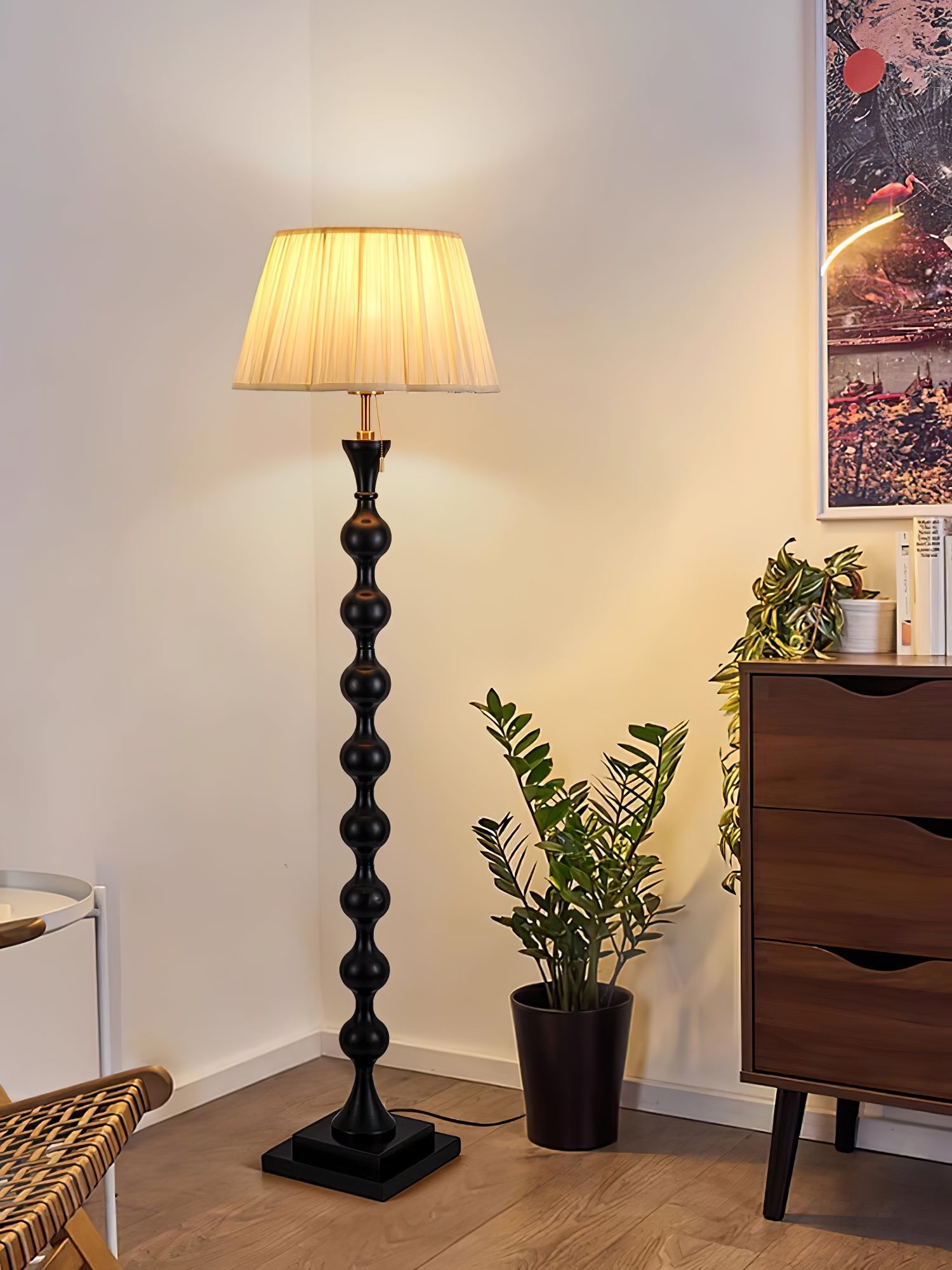 Celon Wood Fabric Vintage Floor Lamp - Letslighting