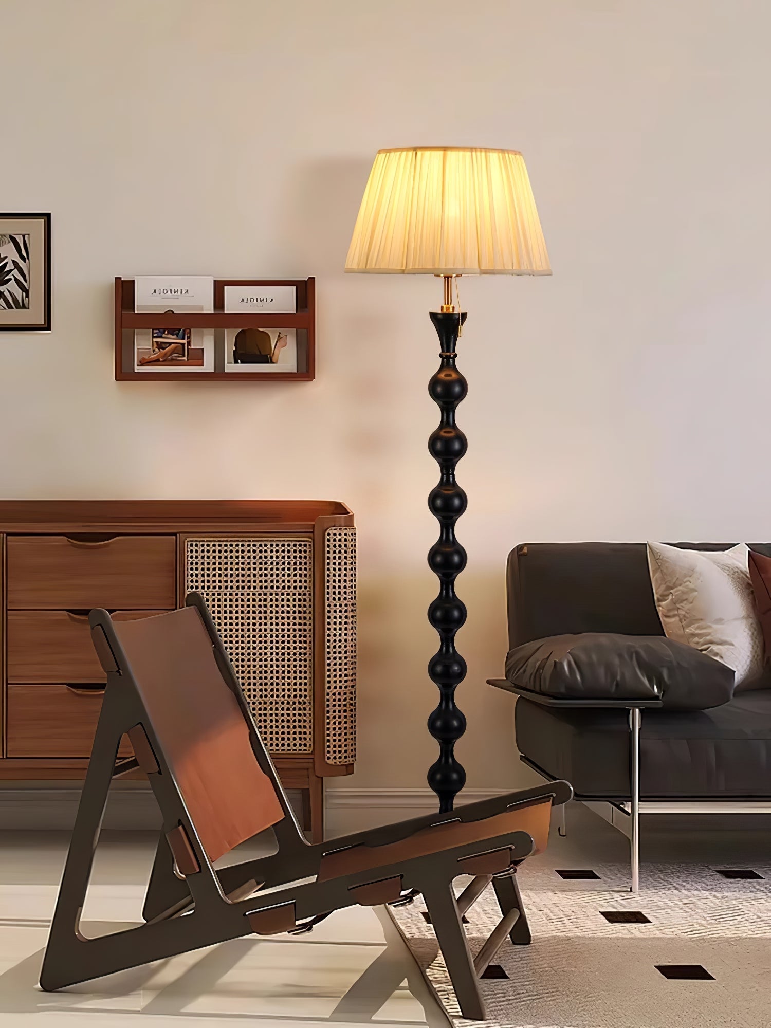 Celon Wood Fabric Vintage Floor Lamp - Letslighting