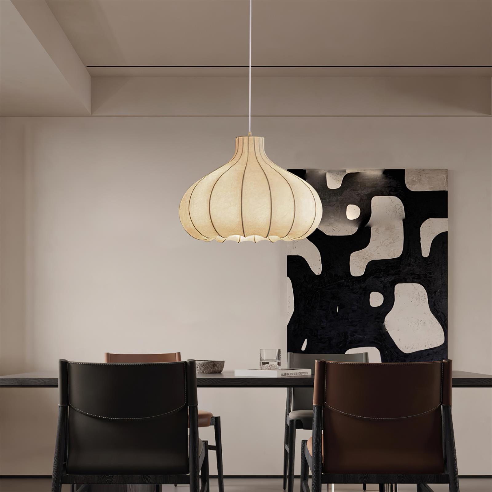 Pendant Lamp Silky Pleated Silk Shade White Elegant - Letslighting