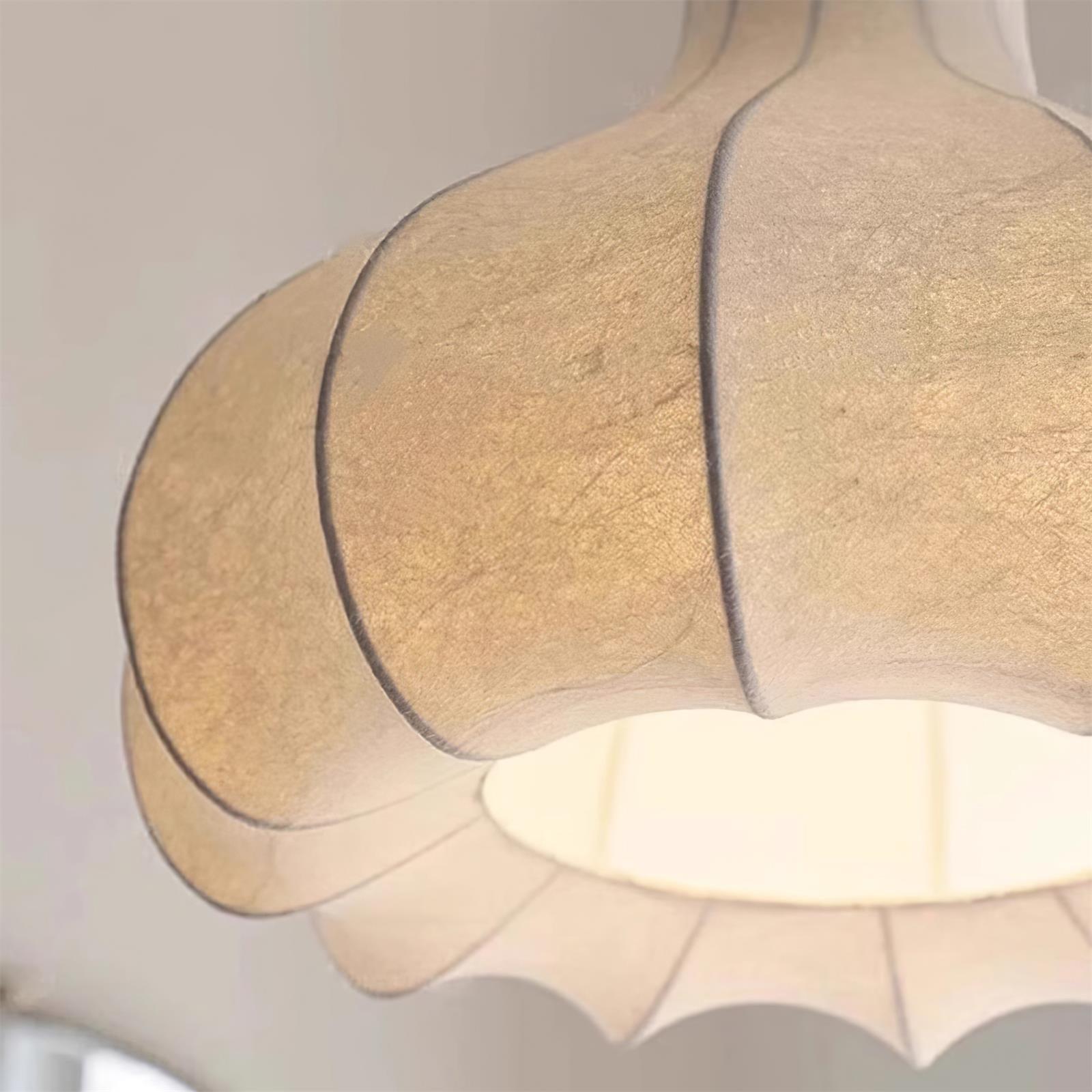 Pendant Lamp Silky Pleated Silk Shade White Elegant - Letslighting