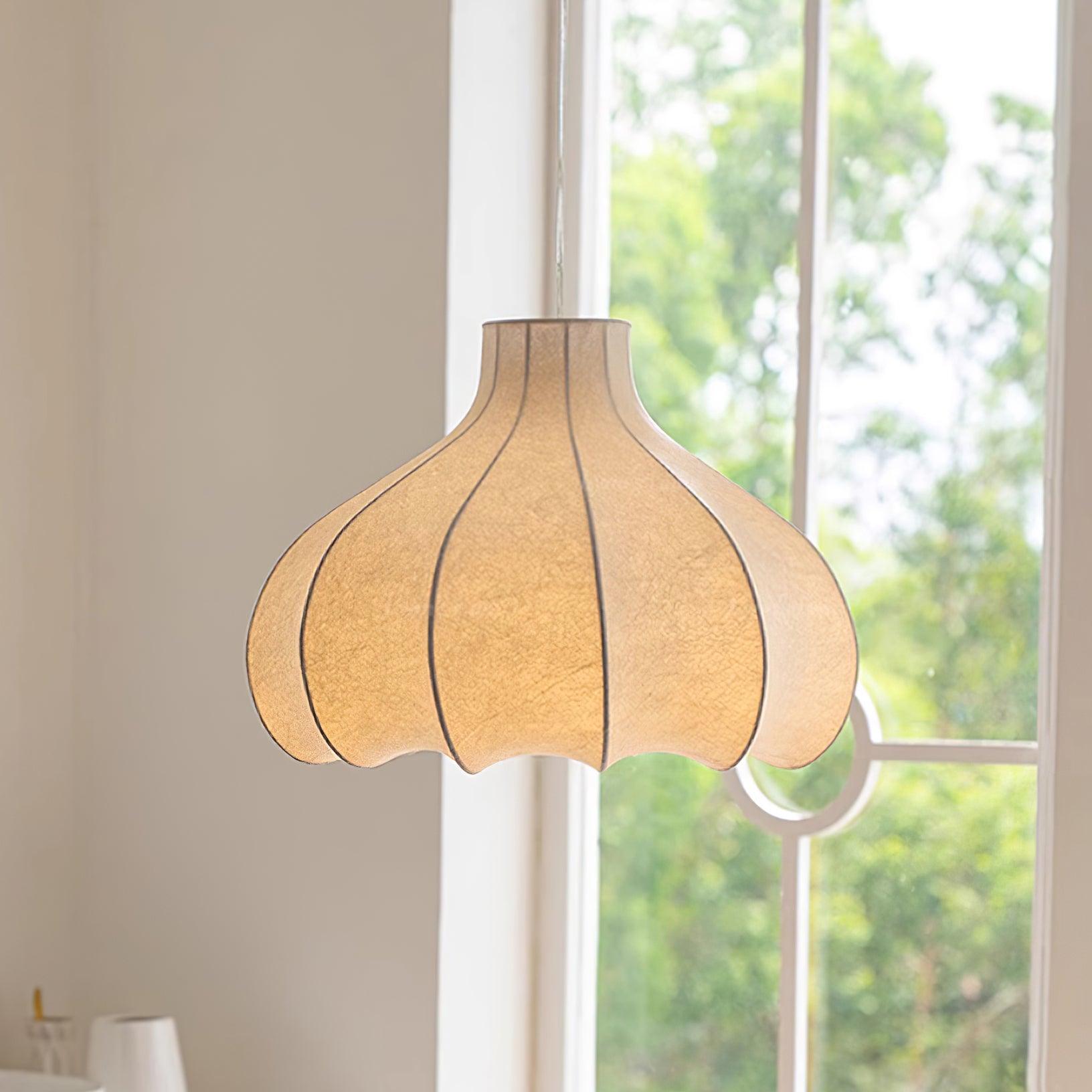 Pendant Lamp Silky Pleated Silk Shade White Elegant - Letslighting