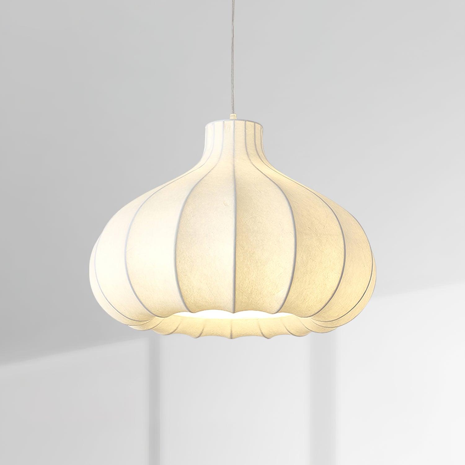 Pendant Lamp Silky Pleated Silk Shade White Elegant - Letslighting