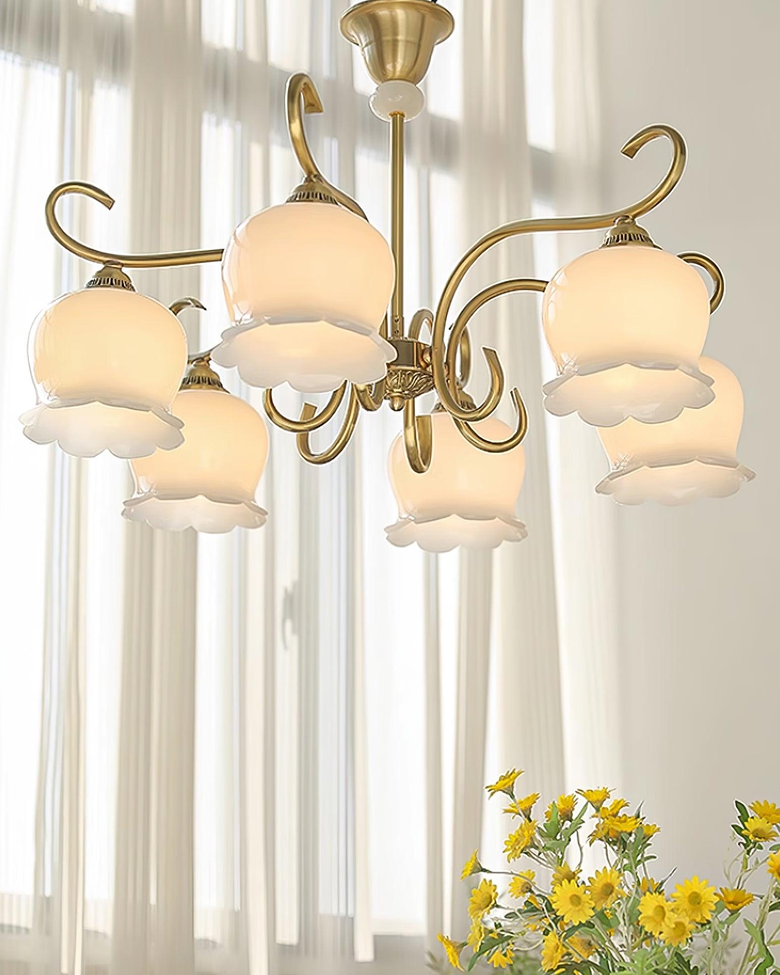 Mullan Chandelier Brass Resin White Gold - Letslighting