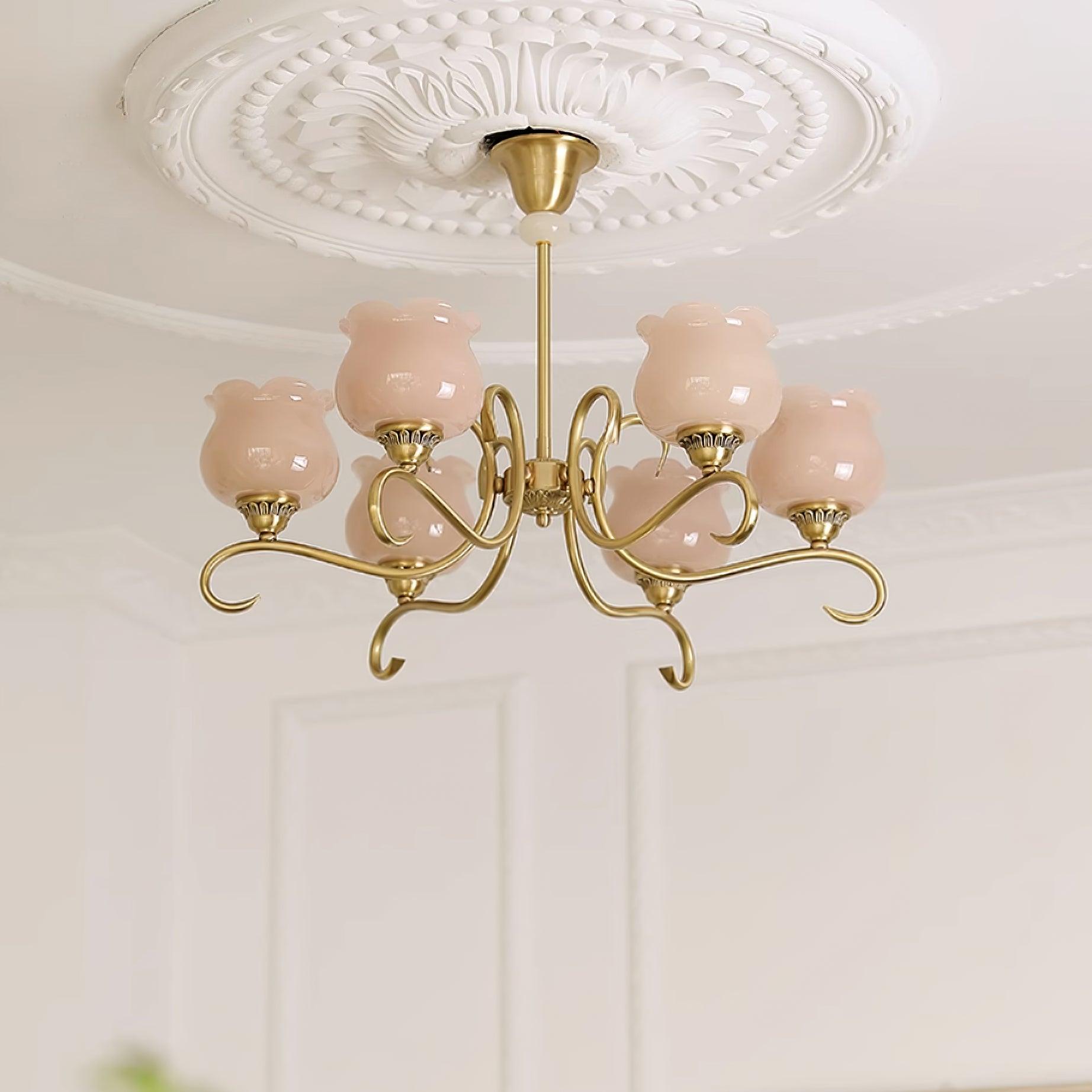 Mullan Chandelier Brass Resin White Gold - Letslighting