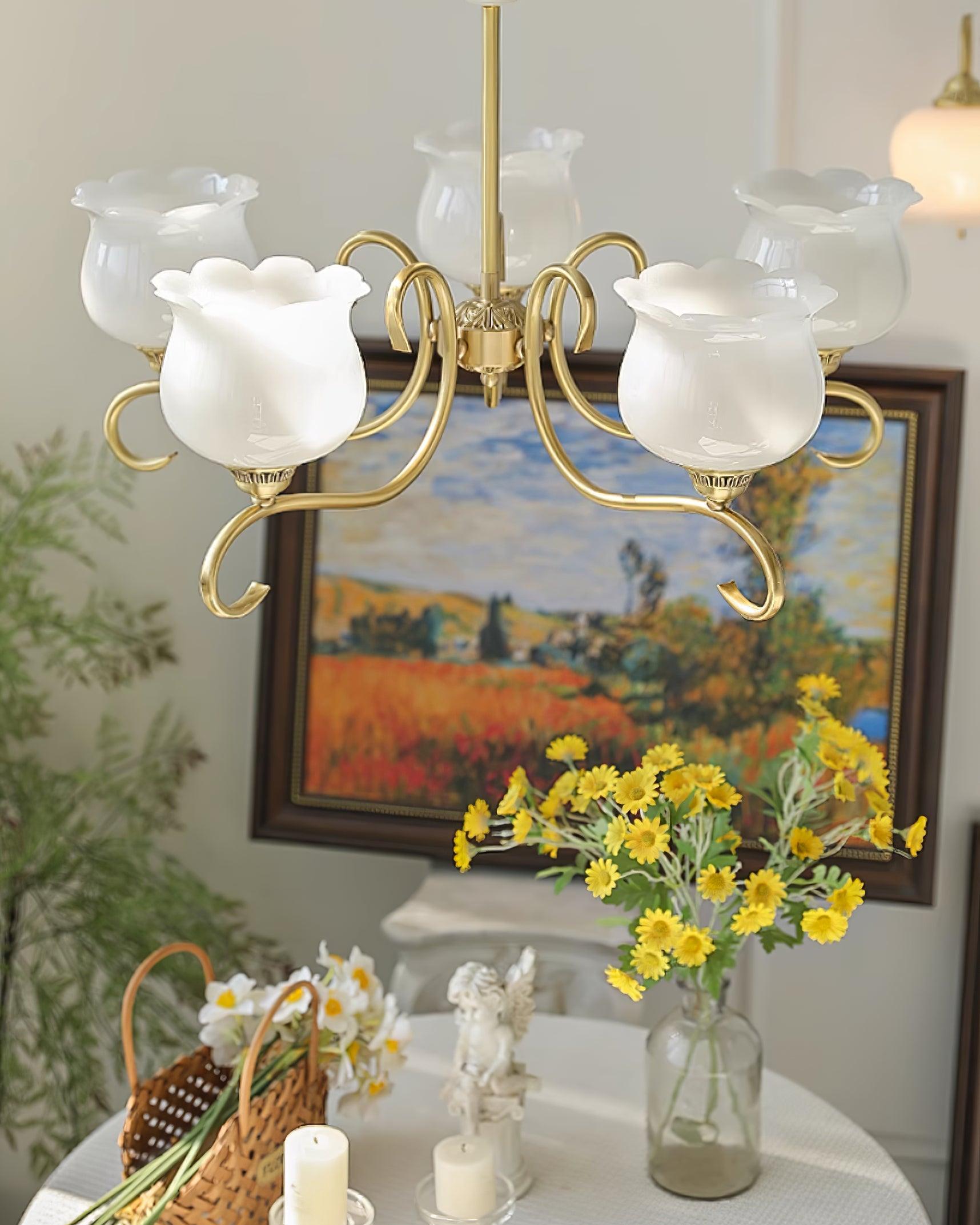 Mullan Chandelier Brass Resin White Gold - Letslighting