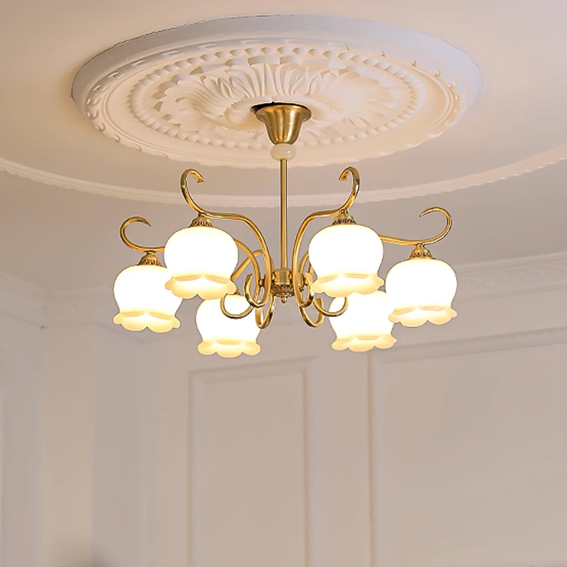 Mullan Chandelier Brass Resin White Gold - Letslighting