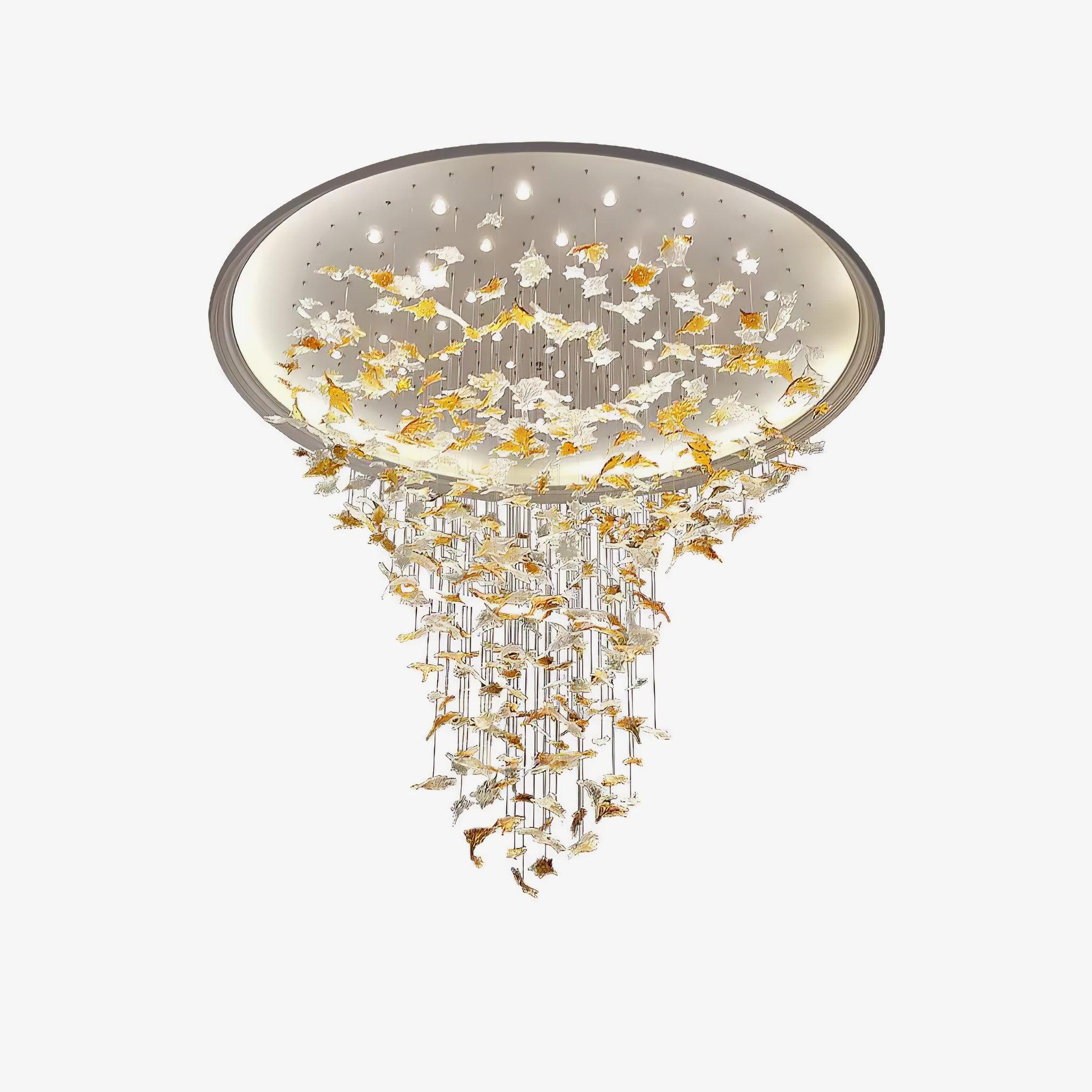 Syraean Multicolor Maple Leaf Metal Crystal Chandelier - Blowlighting