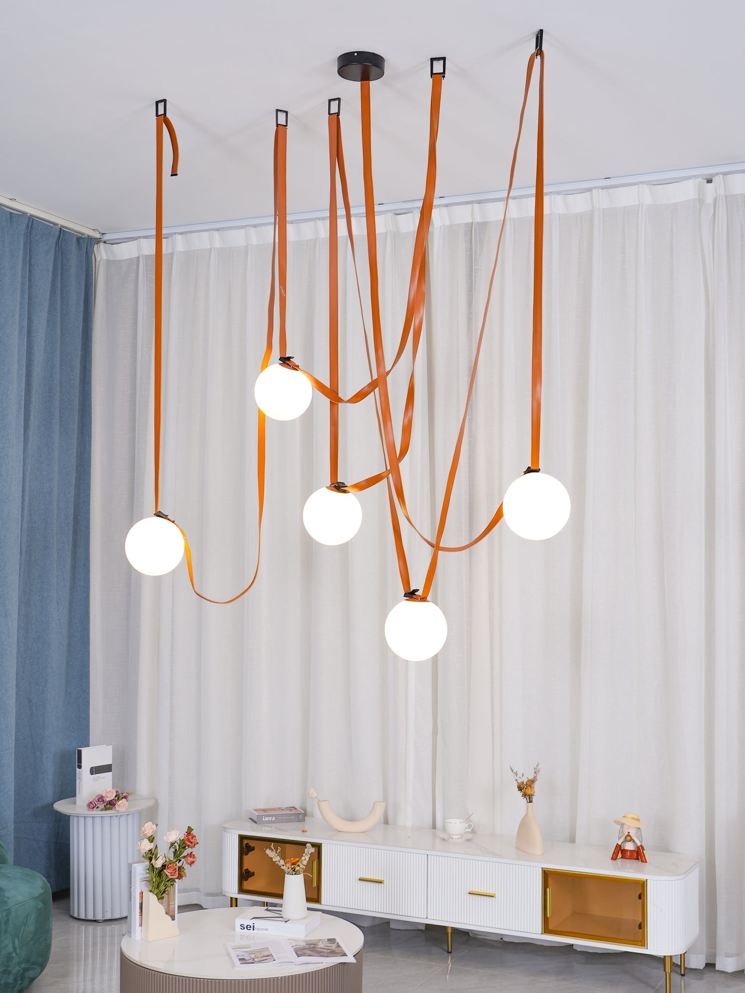 Lustra Pendant Lamp Leather Belt Glass - Letslighting