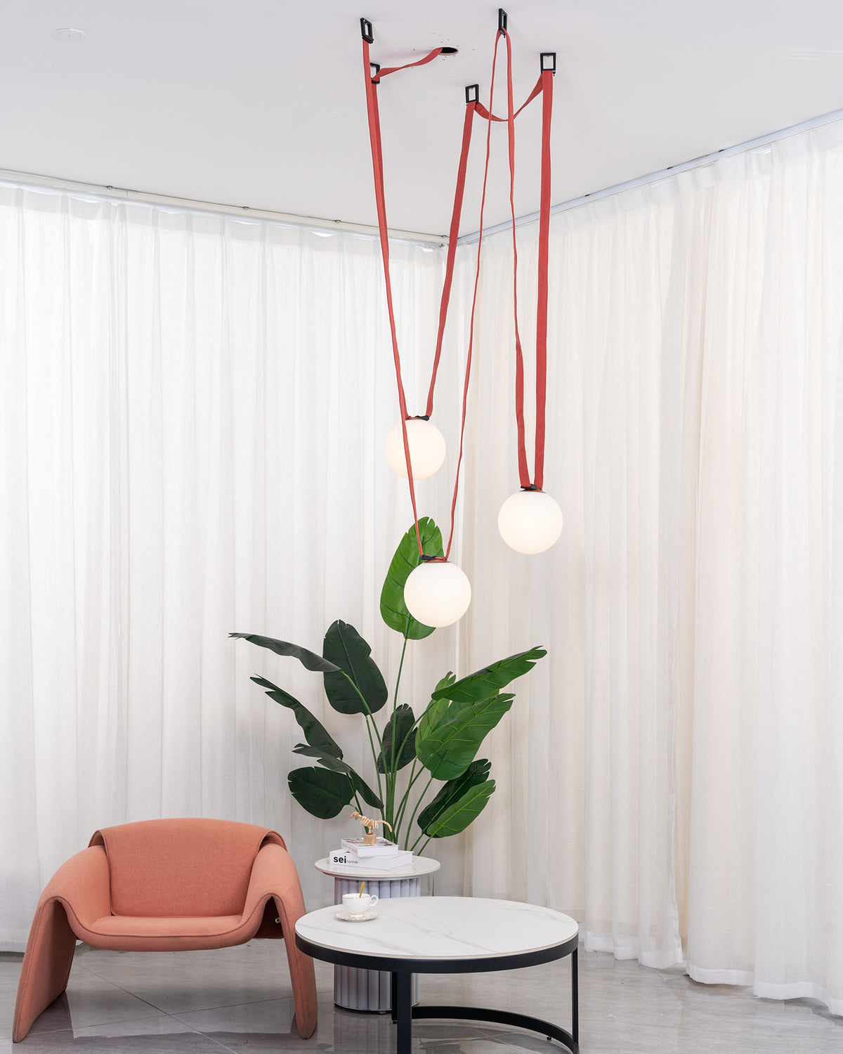 Lustra Pendant Lamp Leather Belt Glass - Letslighting