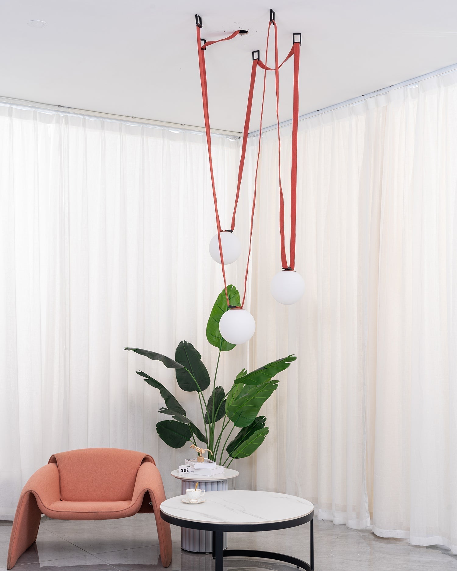 Lustra Pendant Lamp Leather Belt Glass - Letslighting