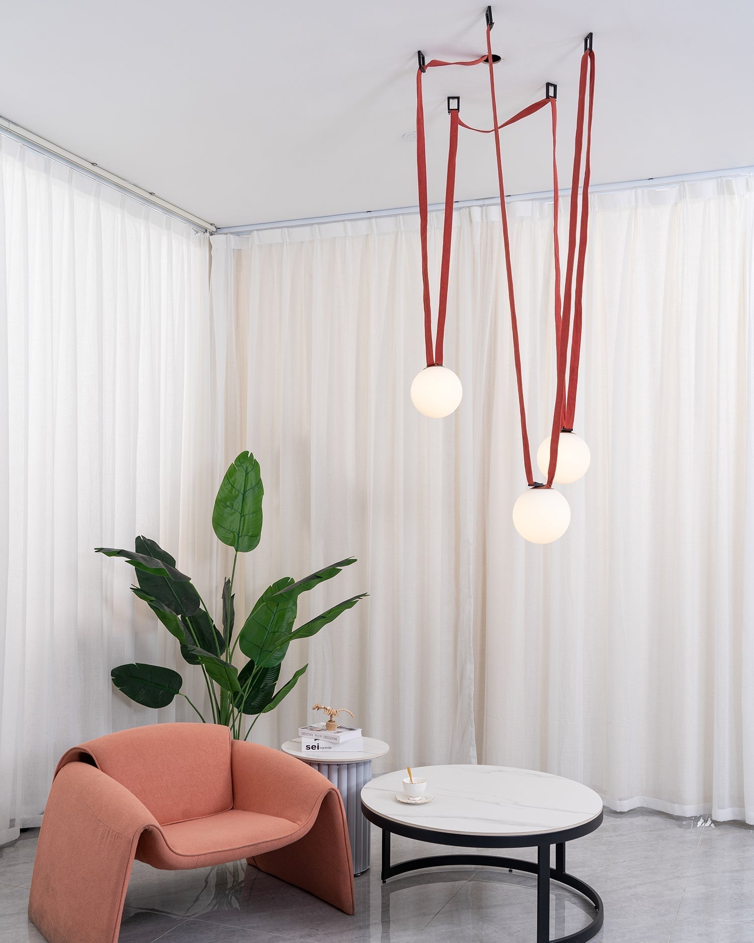 Lustra Pendant Lamp Leather Belt Glass - Letslighting
