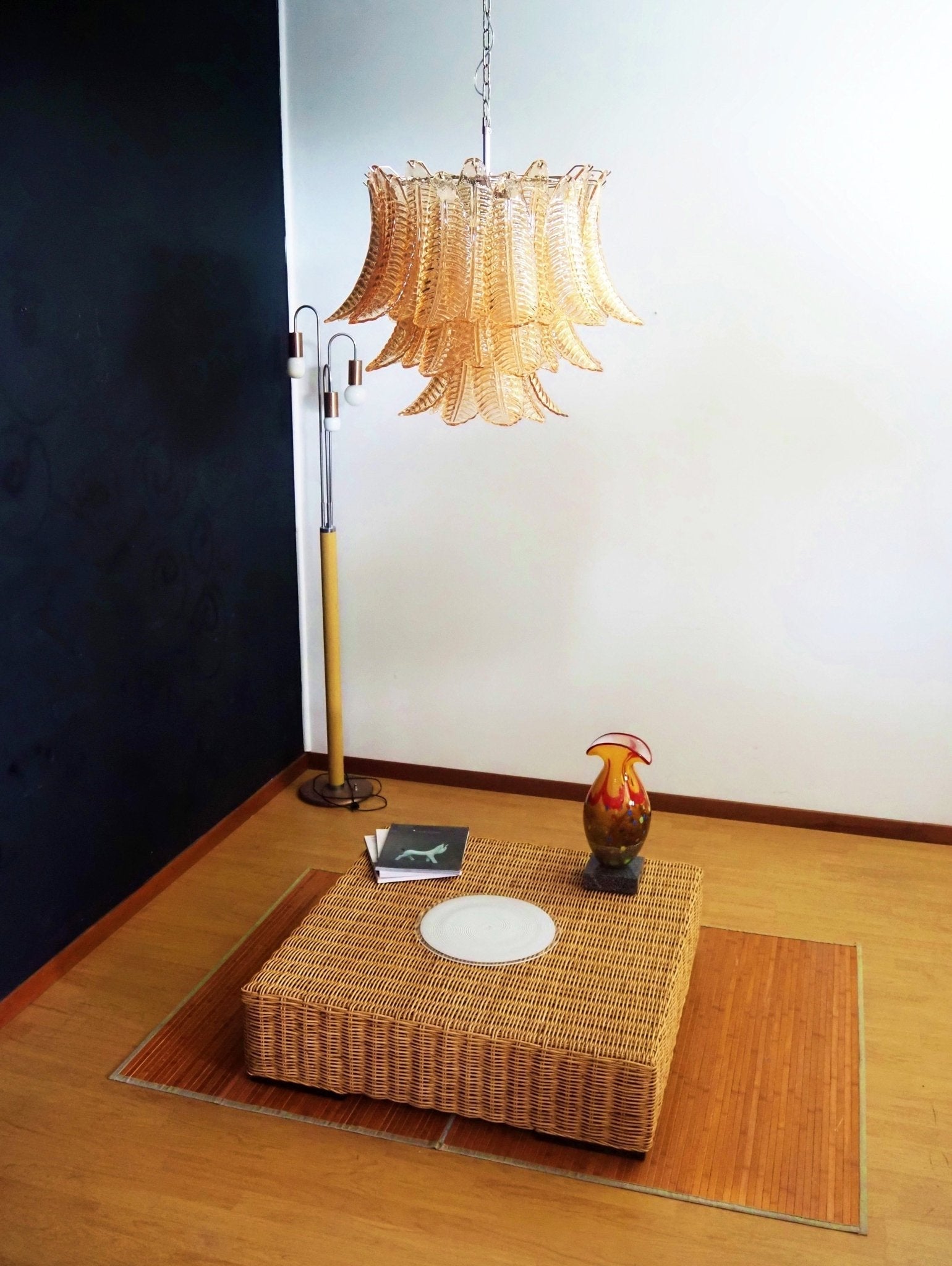 Aurora Chandelier Amber Leaf Glass Layered Venetian Elegance - Letslighting