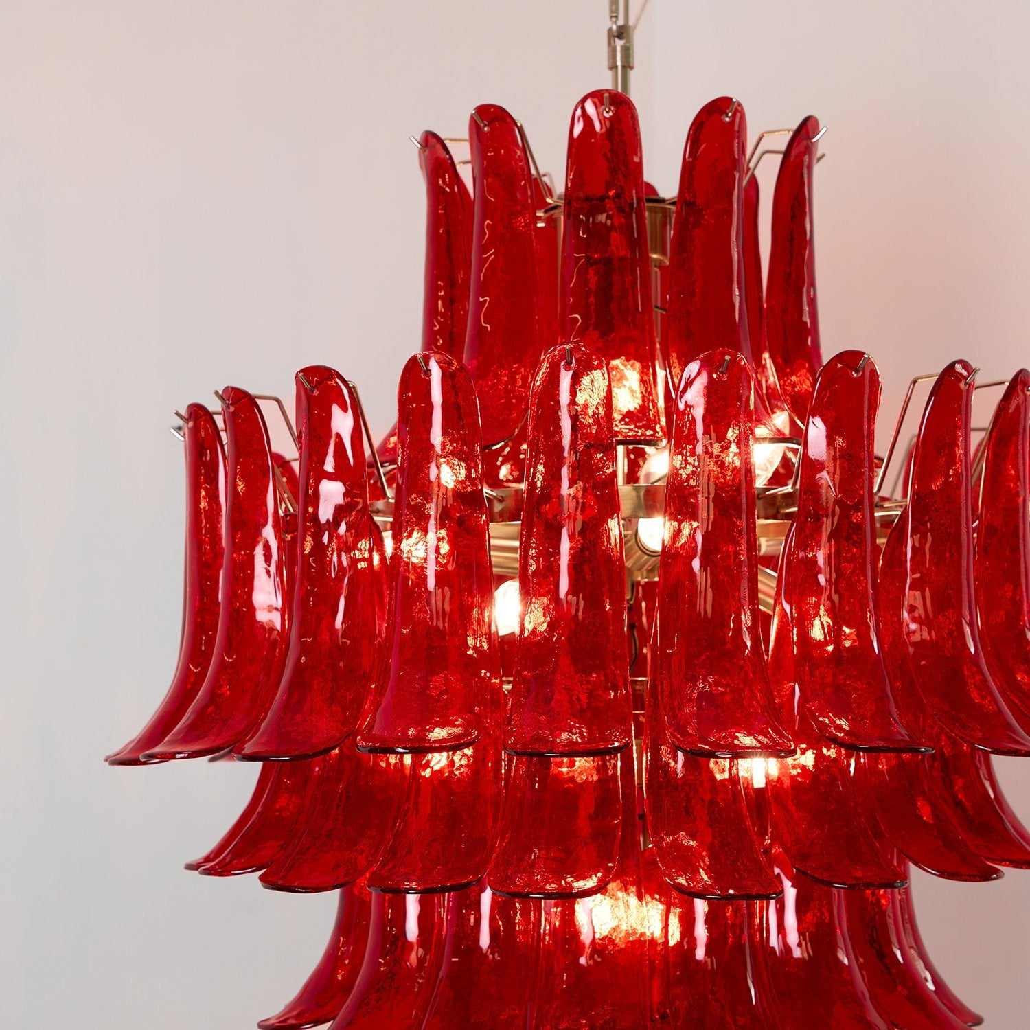Aurora Chandelier Crimson Murano Petals Bold Art Glass