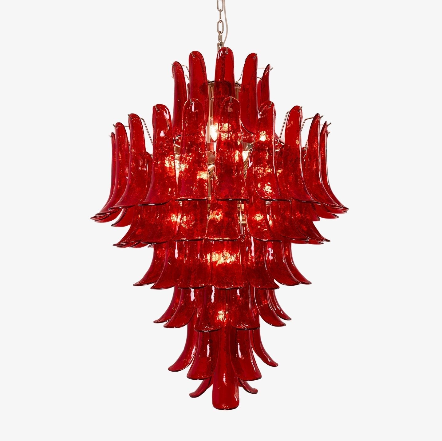 Aurora Chandelier Crimson Murano Petals Bold Art Glass