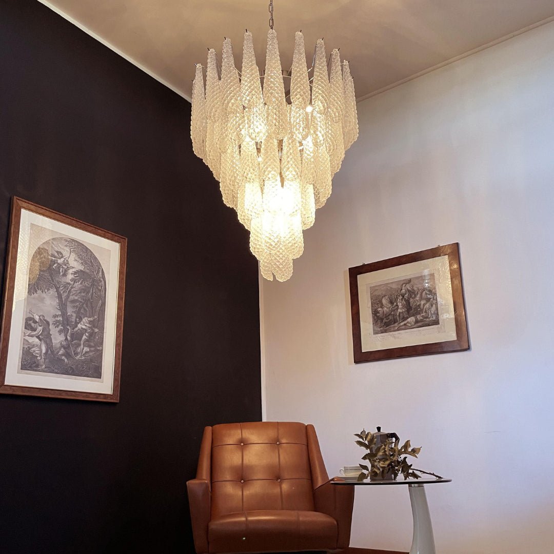 Aurora Chandelier Clear Murano Glass Dewdrop Layered