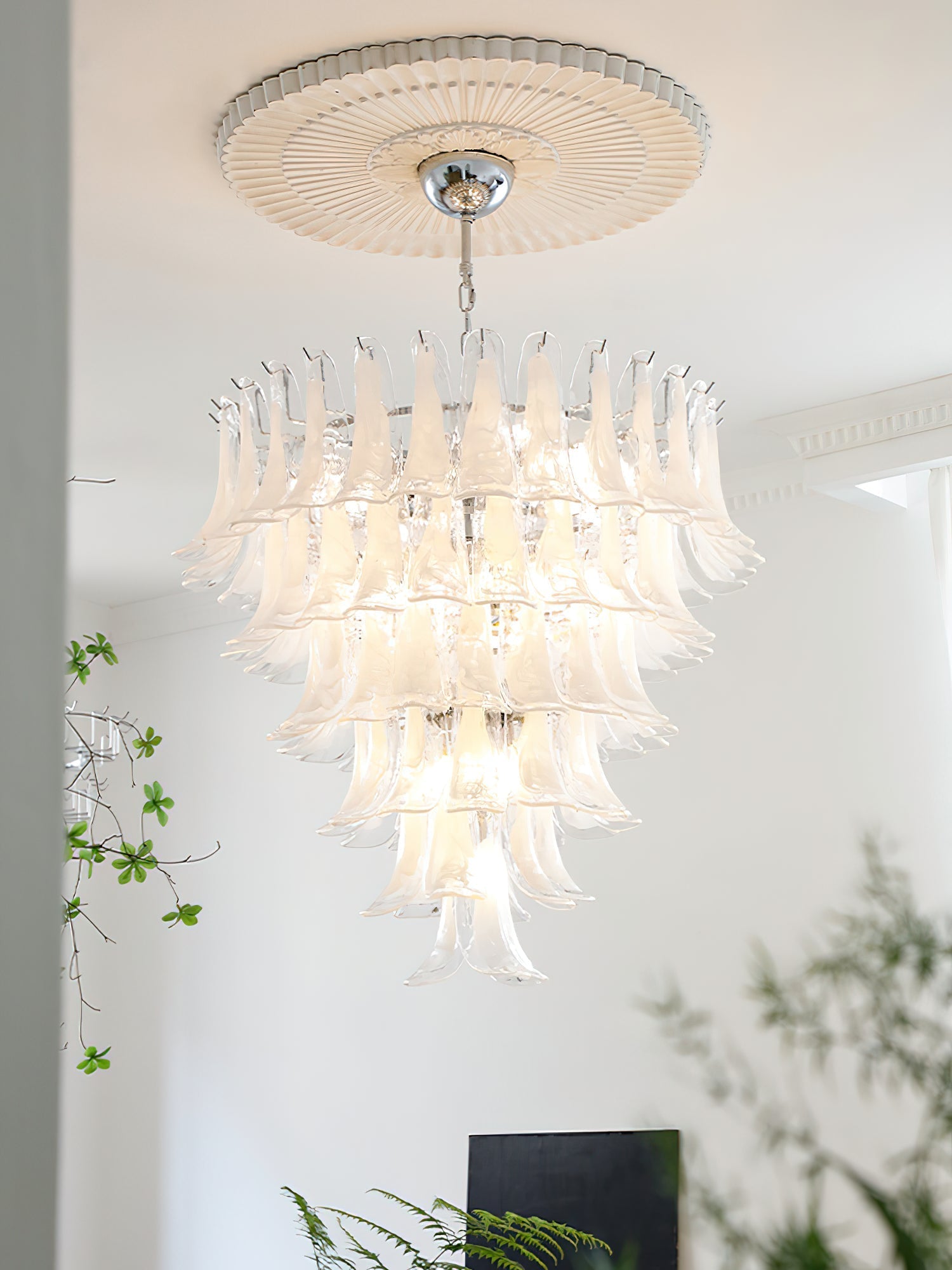 Aurora Chandelier Murano Glass Petals Vintage - Letslighting