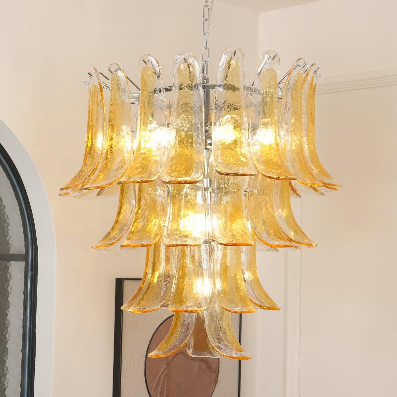 Aurora Chandelier Murano Glass Petals Vintage - Letslighting