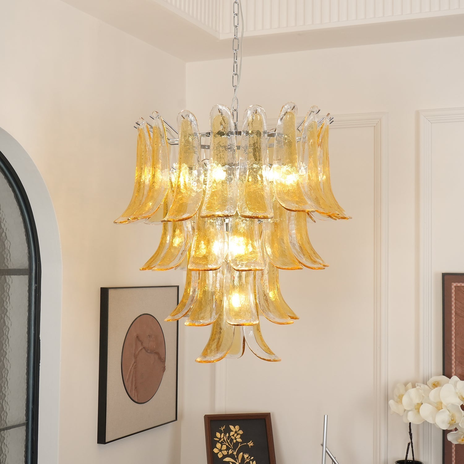Aurora Chandelier Murano Glass Petals Vintage - Letslighting
