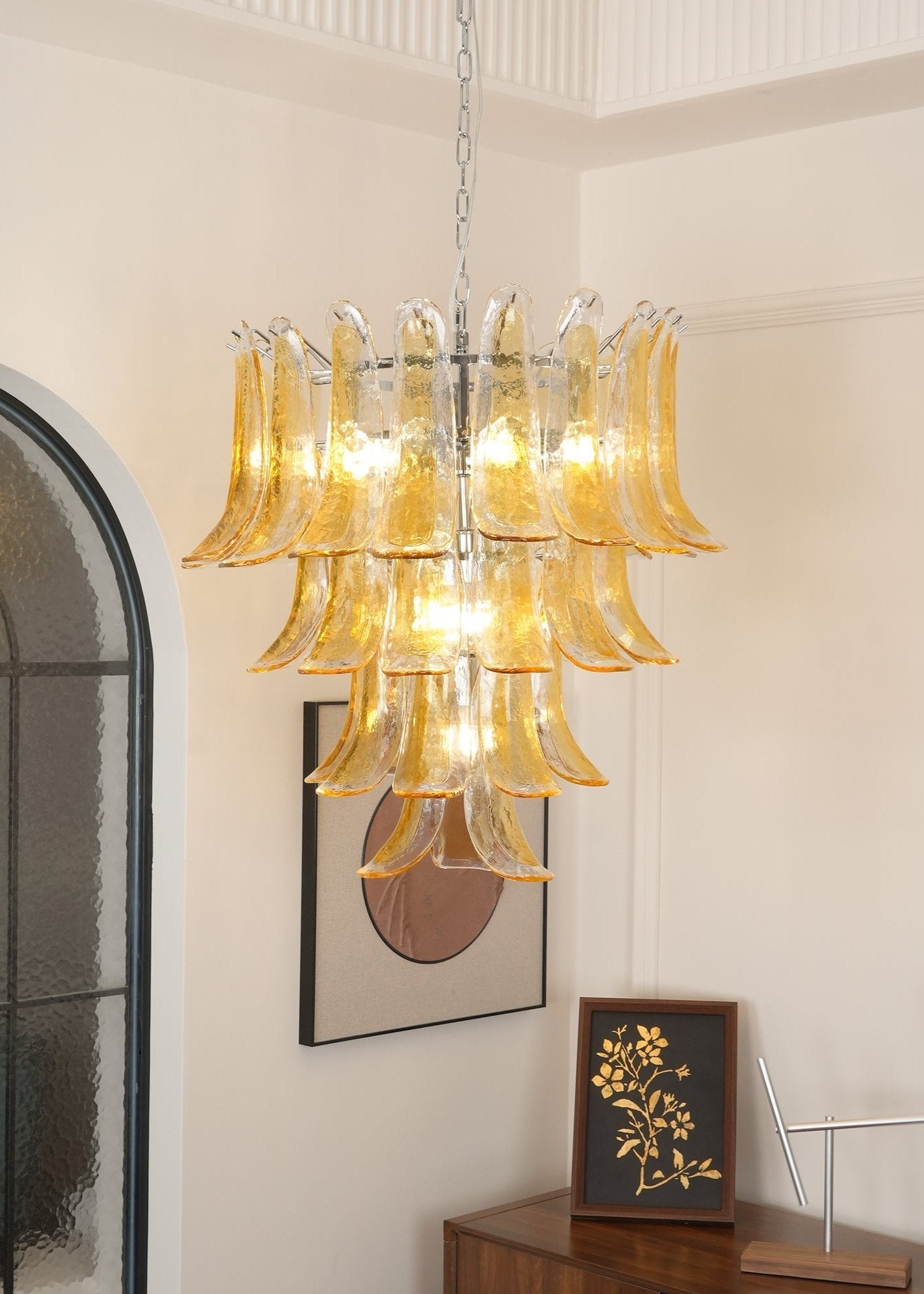 Aurora Chandelier Murano Glass Petals Vintage - Letslighting