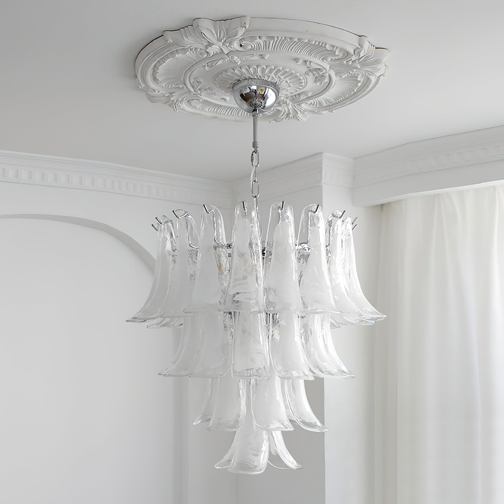 Aurora Chandelier Murano Glass Petals Vintage - Letslighting