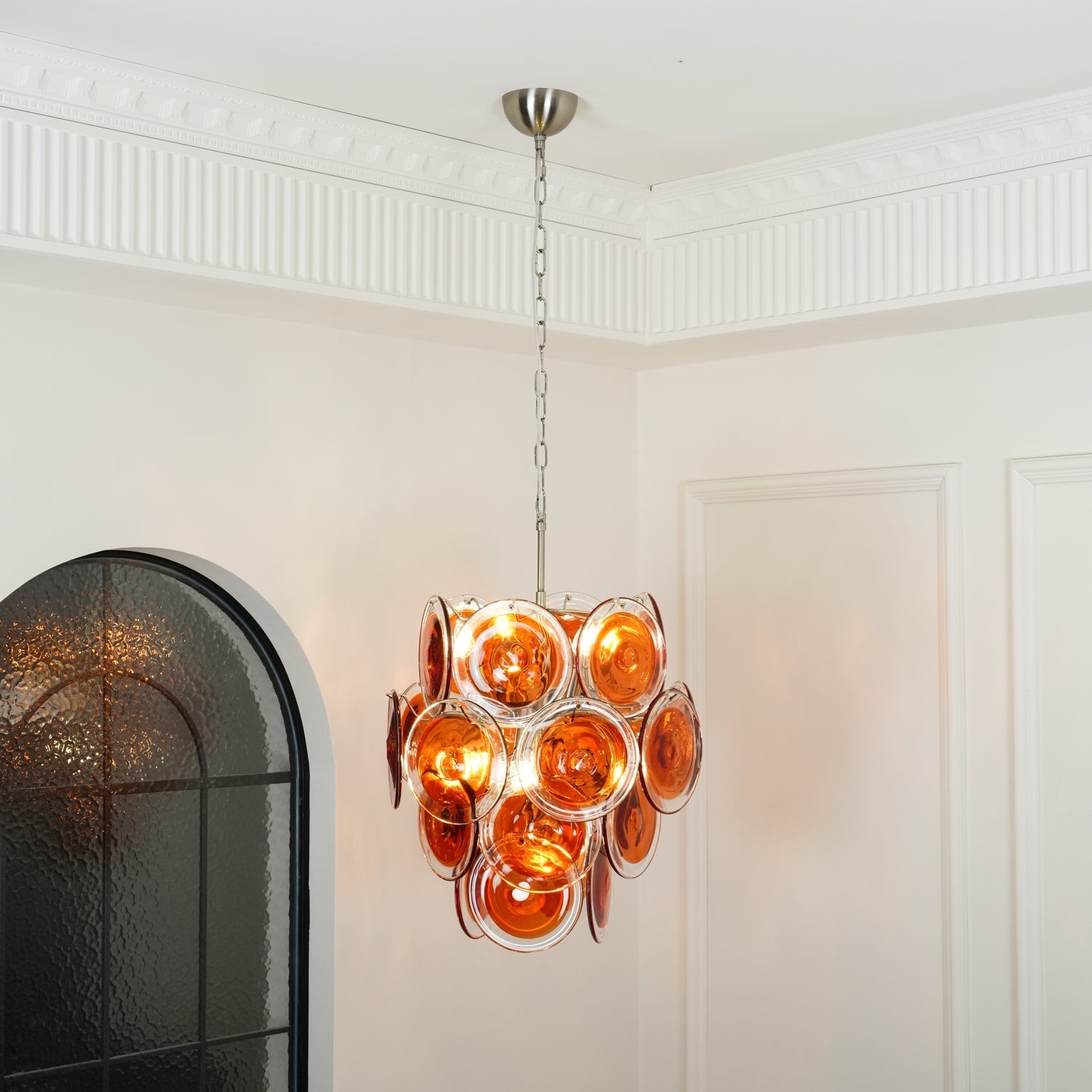 Aurora Chandelier Murano Orange Glass - Letslighting