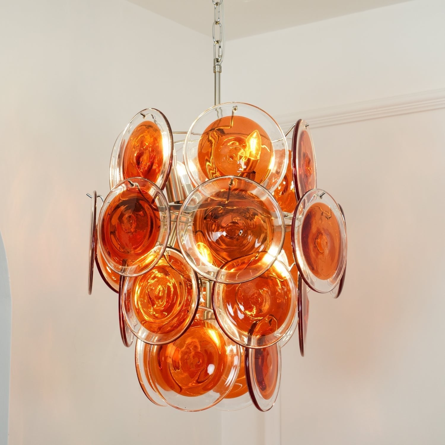 Aurora Chandelier Murano Orange Glass - Letslighting
