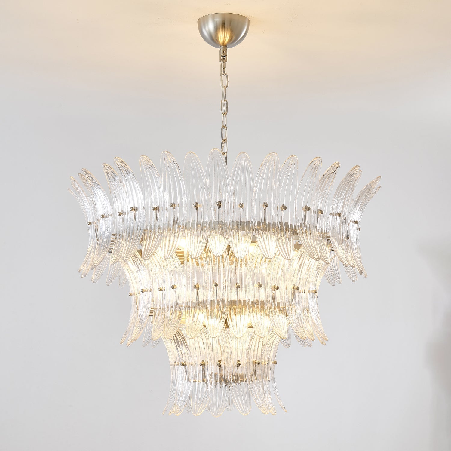 Aurora Chandelier Murano Glass Palmette Leaf Tiered - Letslighting