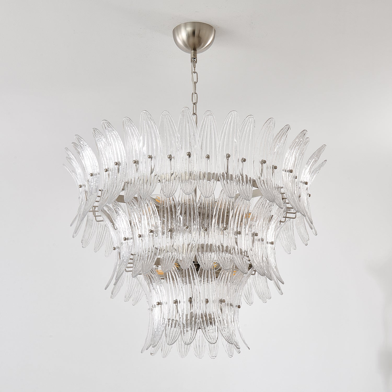 Aurora Chandelier Murano Glass Palmette Leaf Tiered - Letslighting