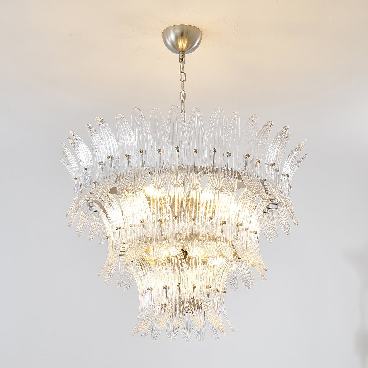 Aurora Chandelier Murano Glass Palmette Leaf Tiered - Letslighting