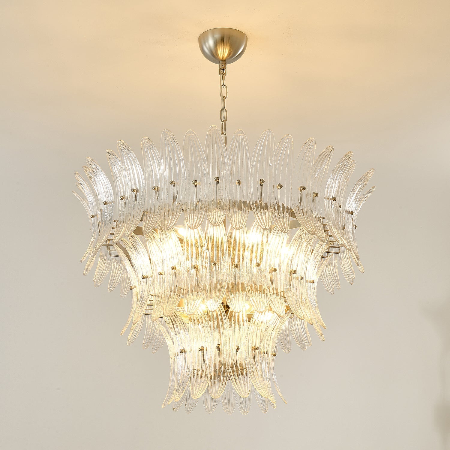 Aurora Chandelier Murano Glass Palmette Leaf Tiered - Letslighting