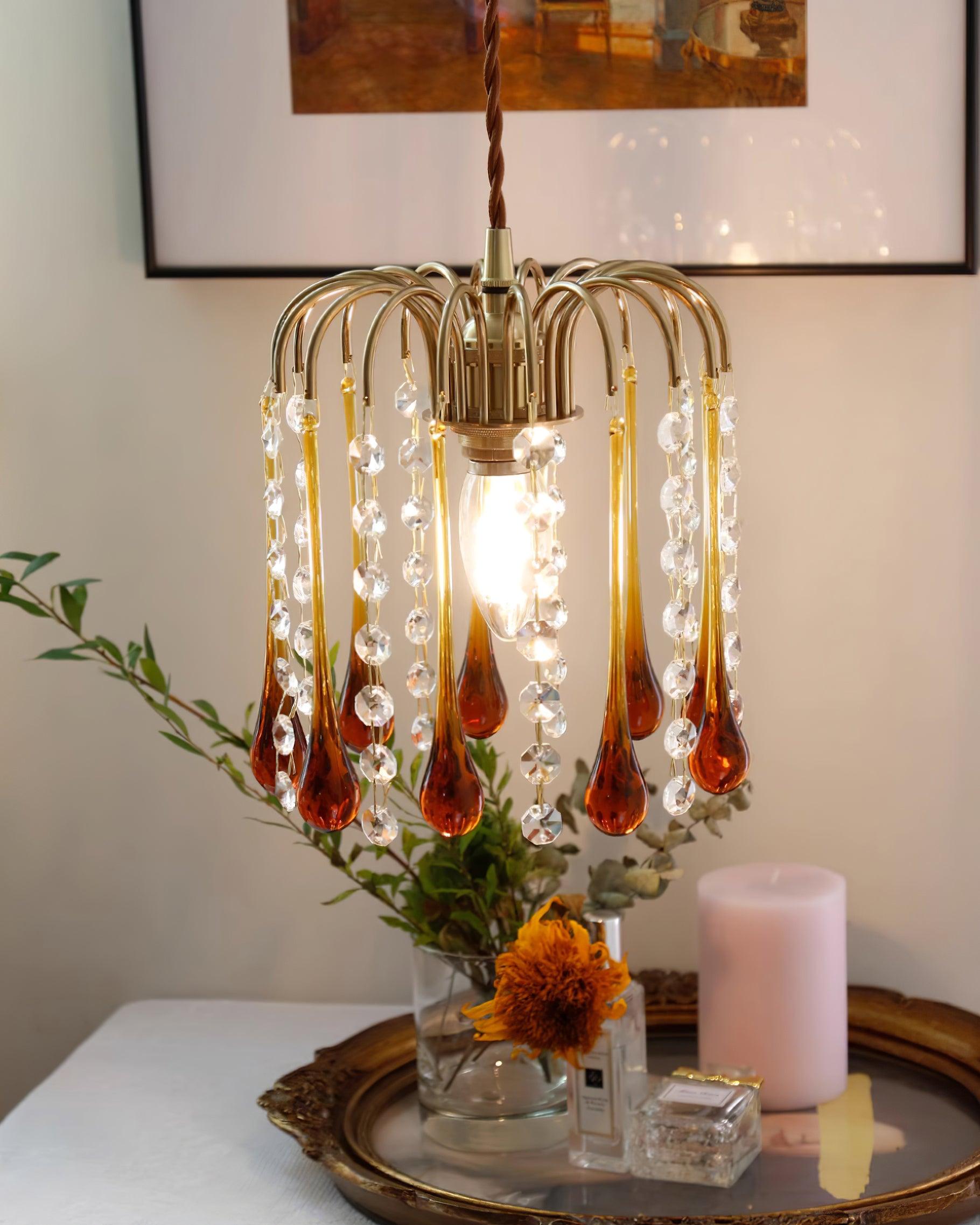 Murano Waterfall Crystal Tier Pendant Light