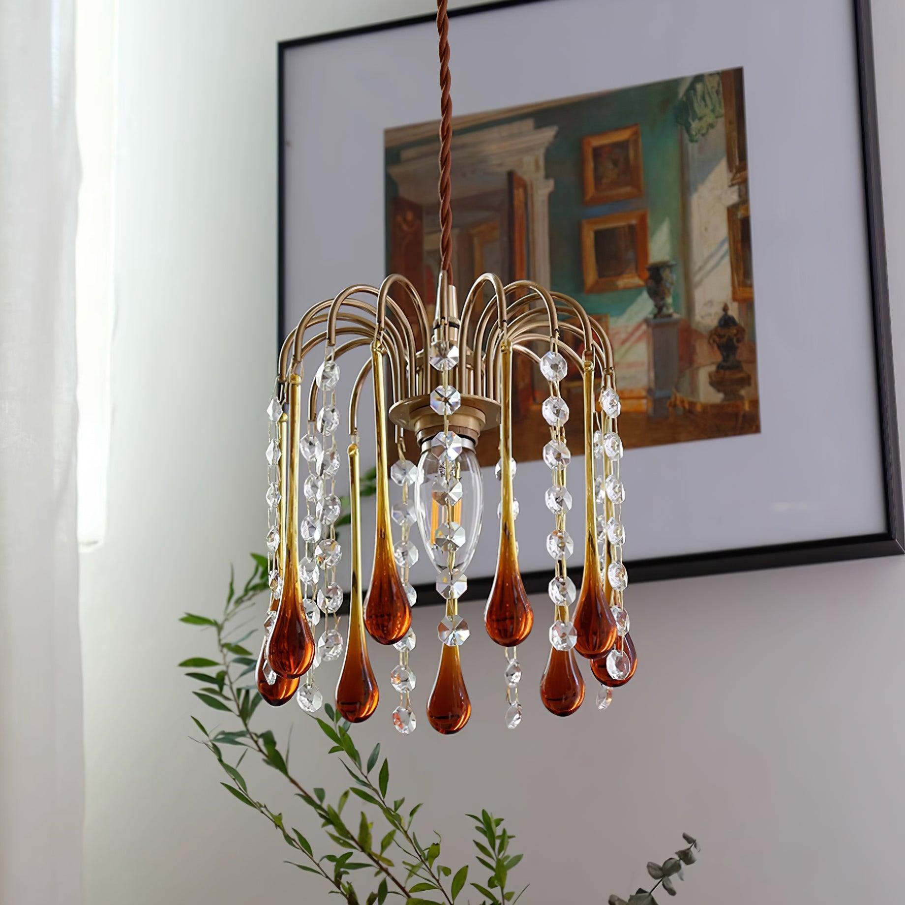 Murano Waterfall Crystal Tier Pendant Light