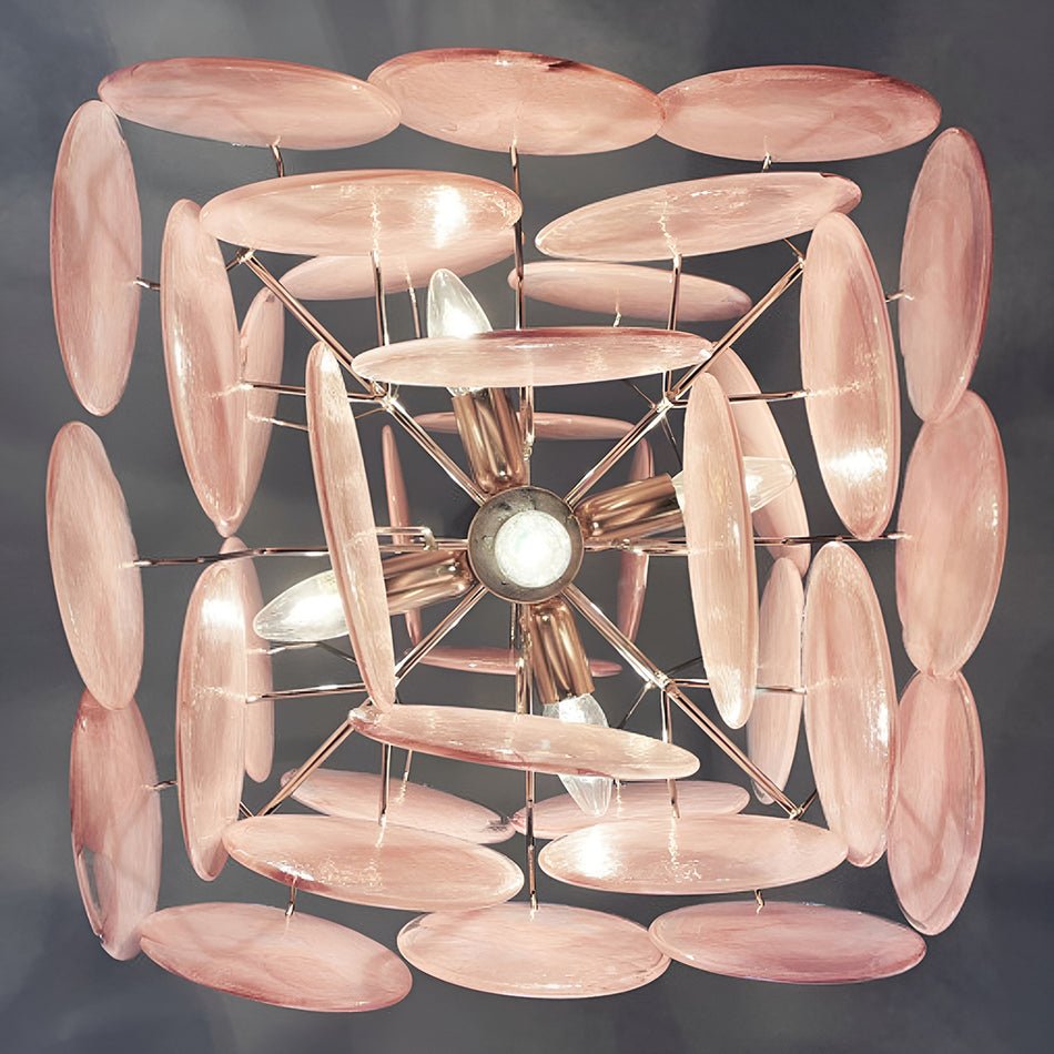 Aurora Chandelier Pink Disc Layered Artisanal - Letslighting