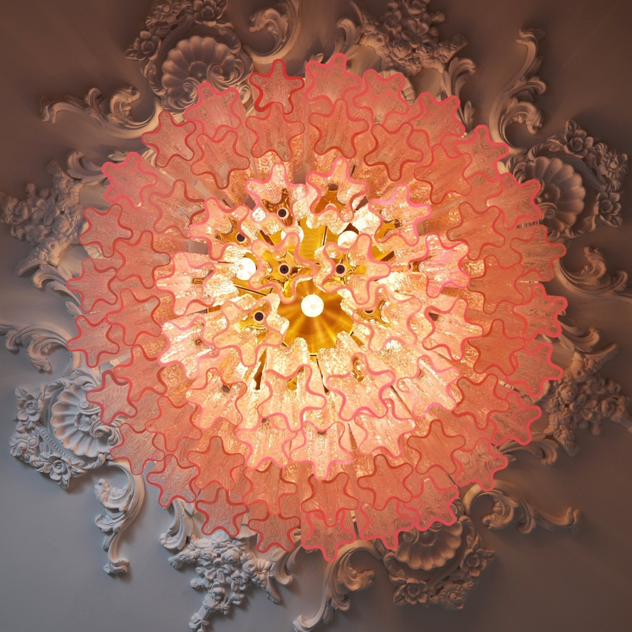 Aurora Ceiling Lamp Murano Pink Glass Vintage - Letslighting