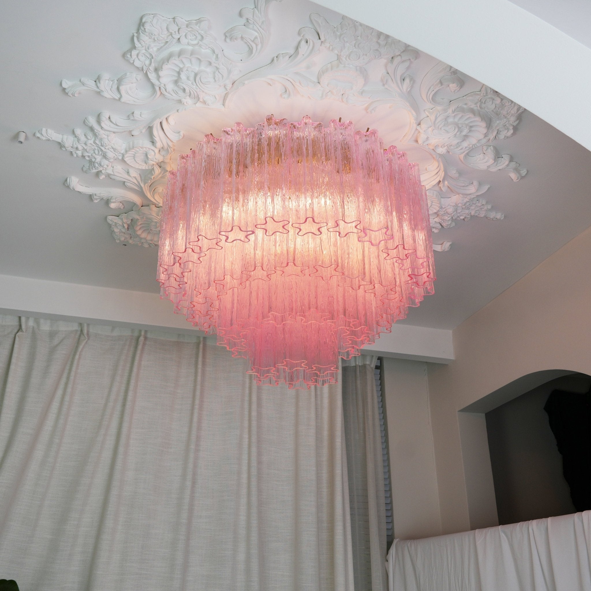 Aurora Ceiling Lamp Murano Pink Glass Vintage - Letslighting