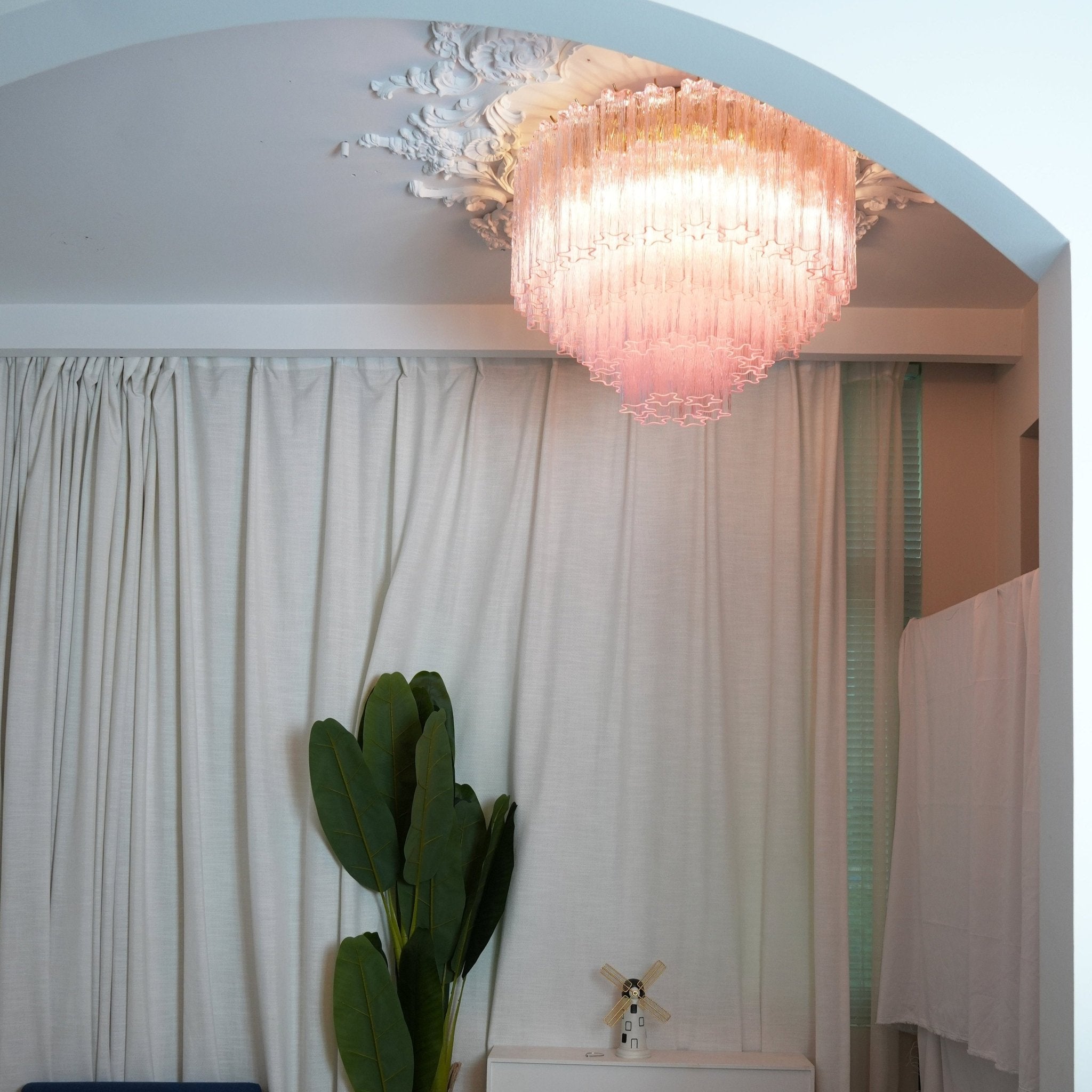 Aurora Ceiling Lamp Murano Pink Glass Vintage - Letslighting