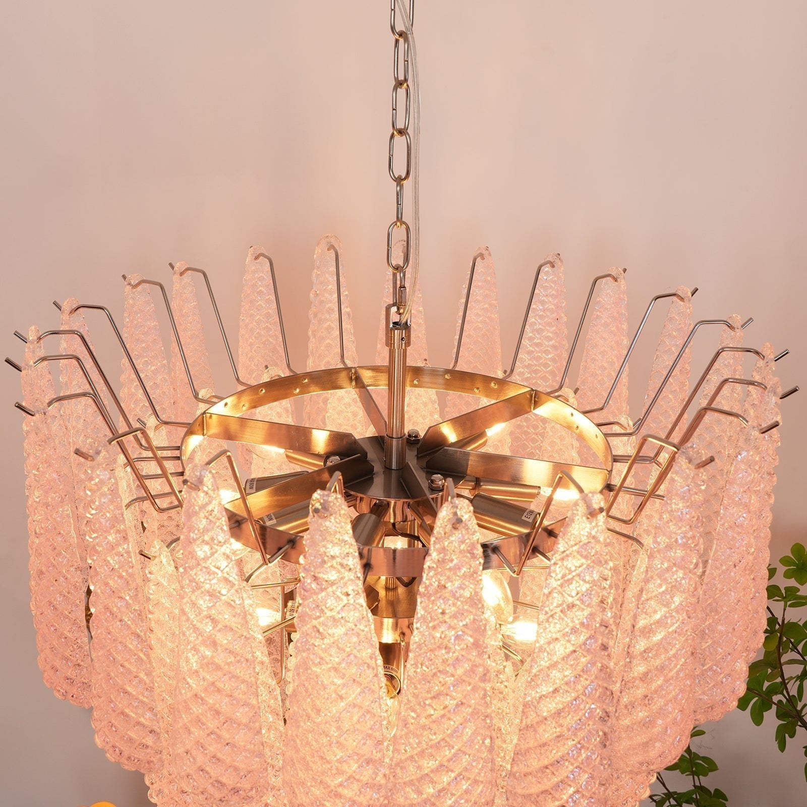 Aurora Chandelier Pink Dewdrop Cascading Romantic - Letslighting