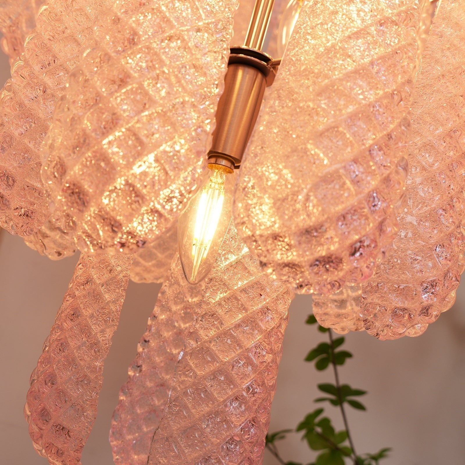 Aurora Chandelier Pink Dewdrop Cascading Romantic - Letslighting