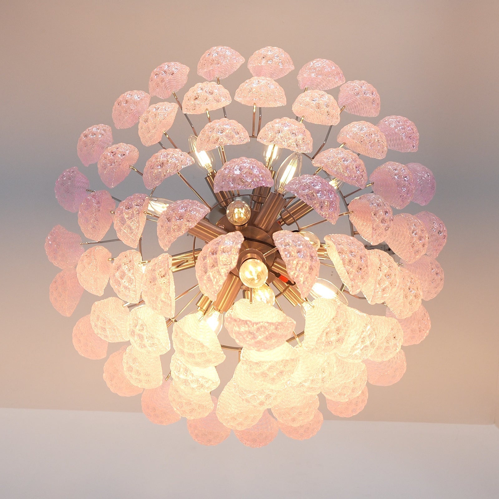 Aurora Chandelier Pink Dewdrop Cascading Romantic - Letslighting