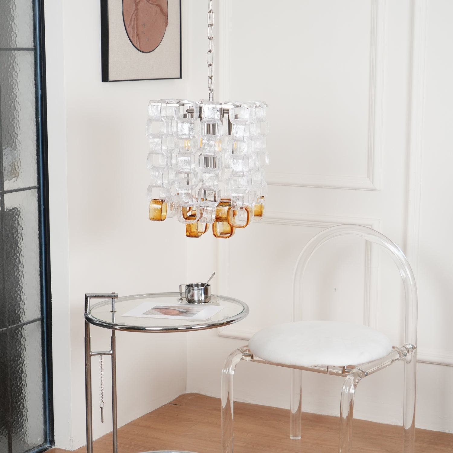 Aurora Chandelier Murano Glass Interlocking Geometric - Letslighting
