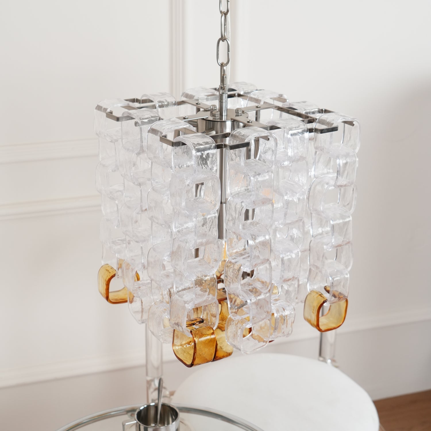 Aurora Chandelier Murano Glass Interlocking Geometric - Letslighting