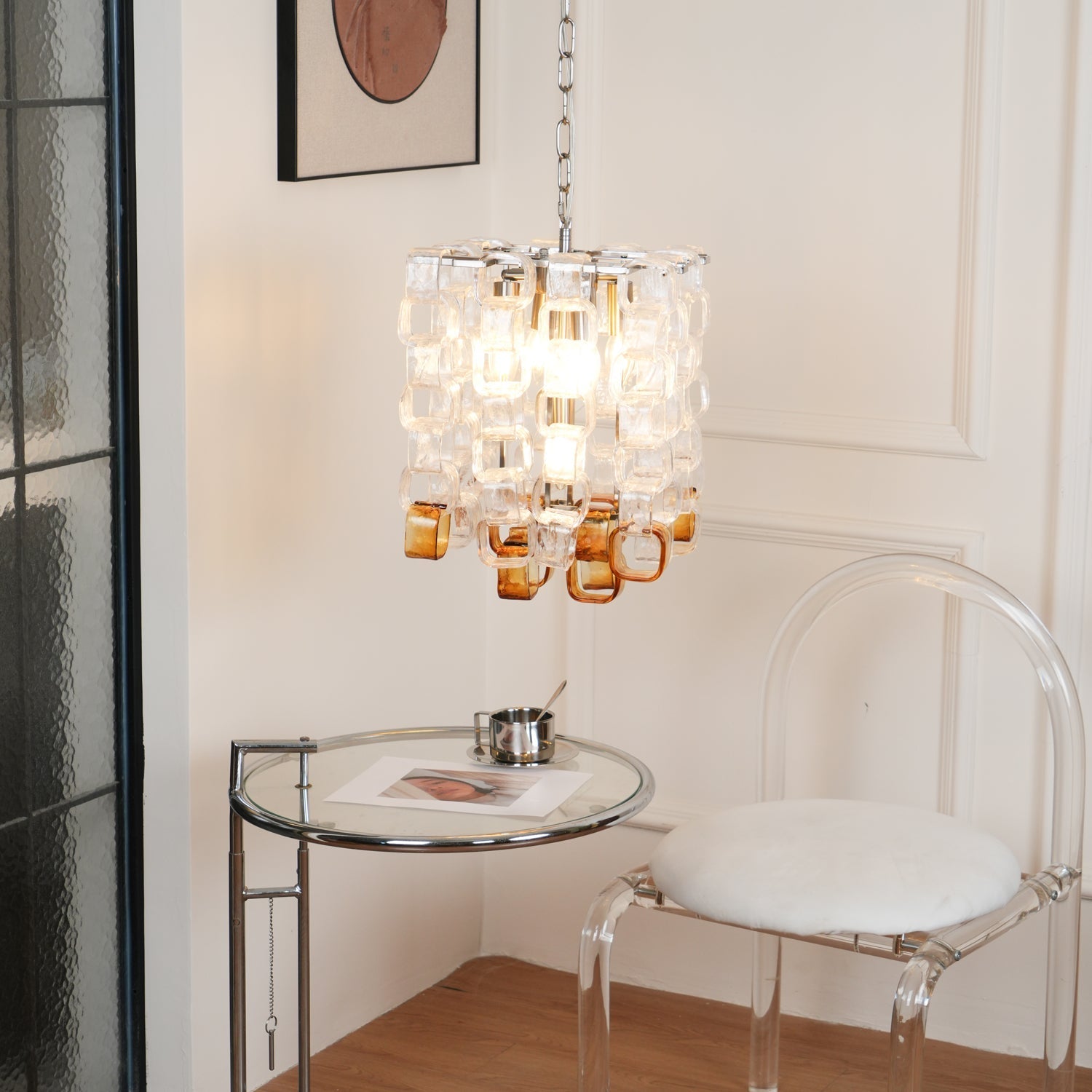 Aurora Chandelier Murano Glass Interlocking Geometric - Letslighting
