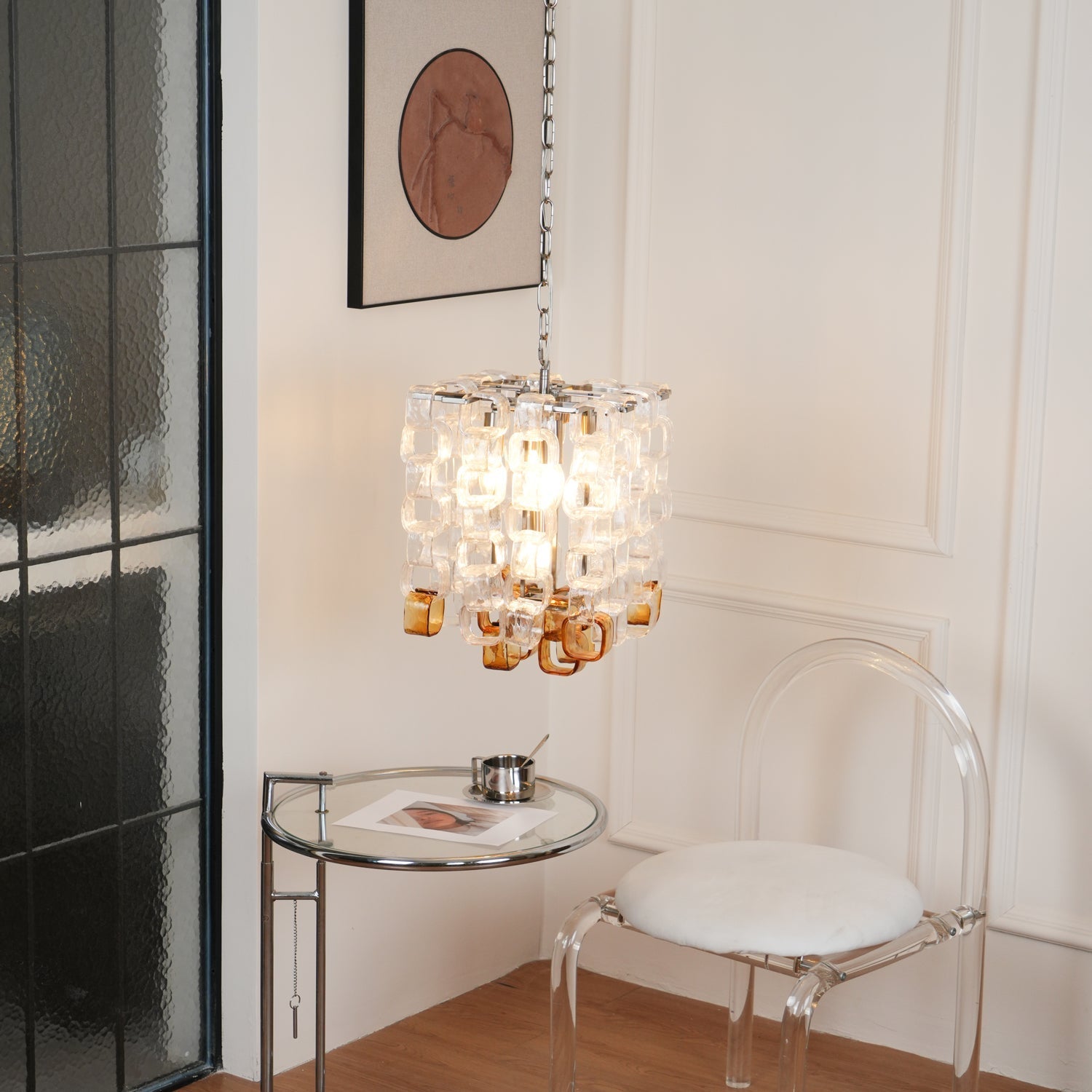 Aurora Chandelier Murano Glass Interlocking Geometric - Letslighting