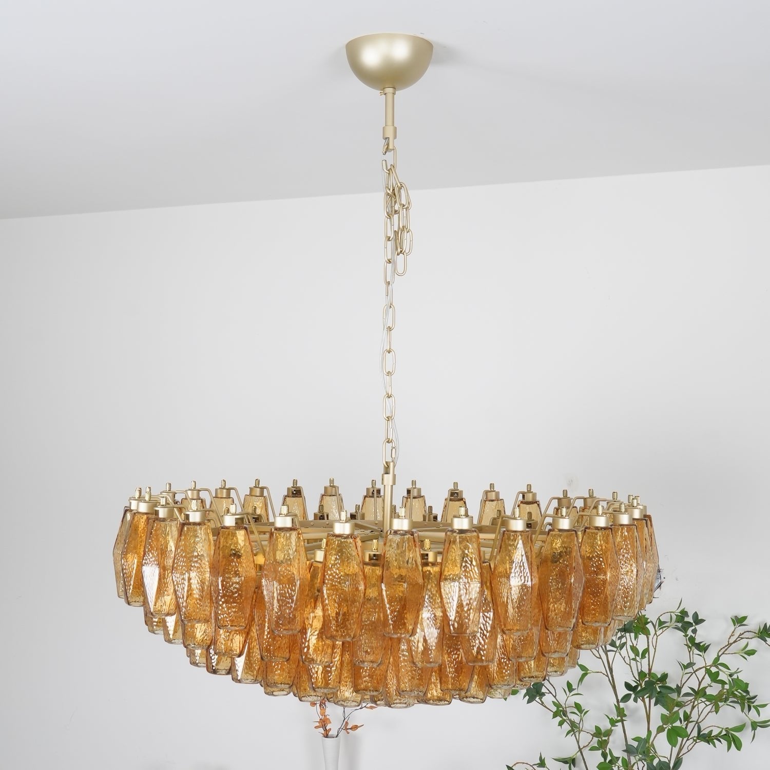 Murano Chandelier Amber Layered Oval - Letslighting