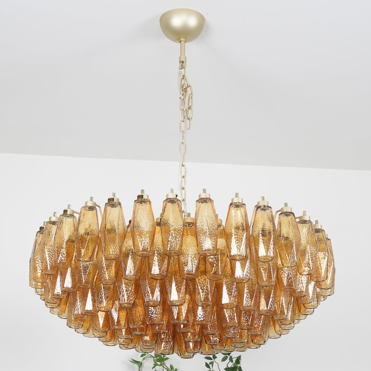 Murano Chandelier Amber Layered Oval - Letslighting