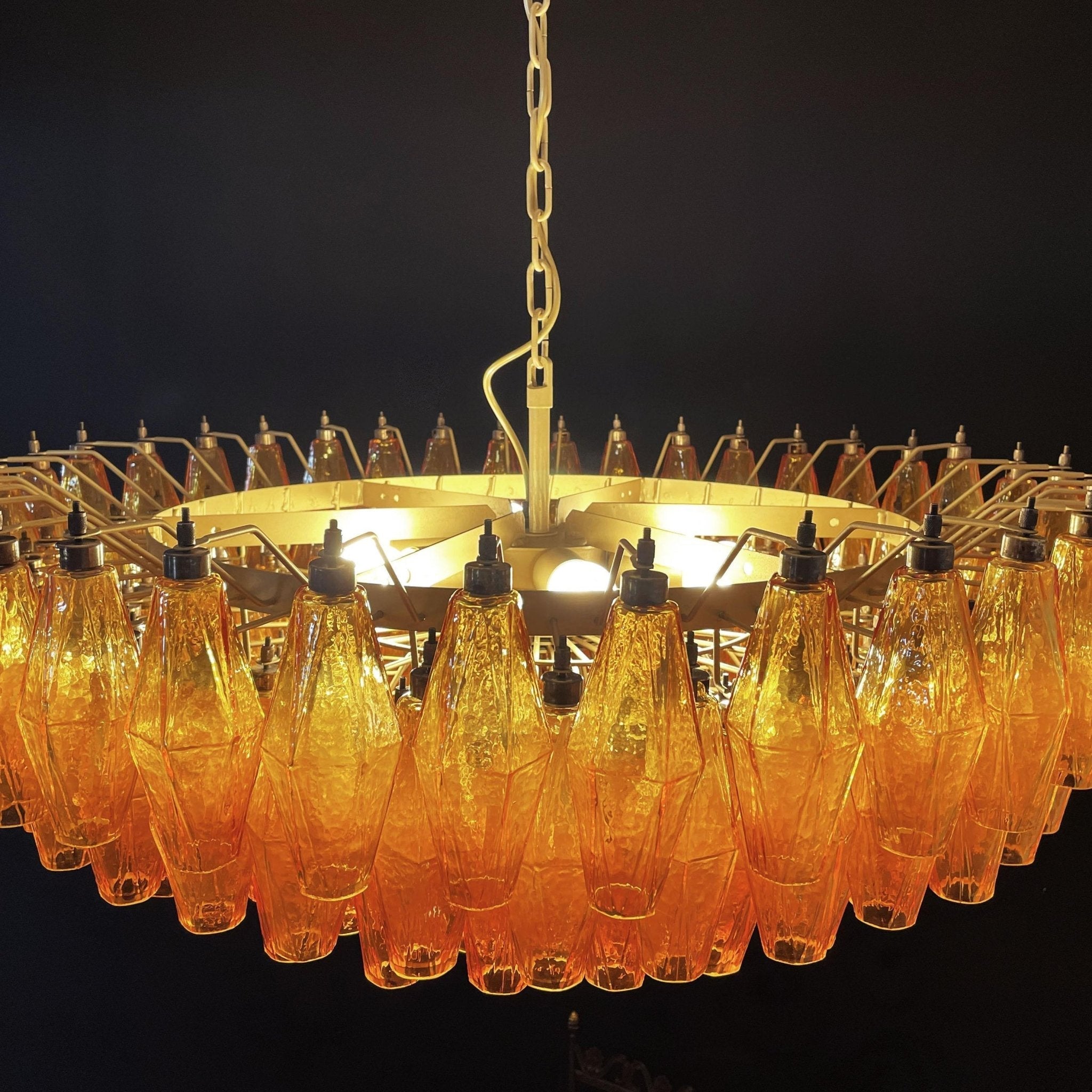 Murano Chandelier Amber Layered Oval - Letslighting