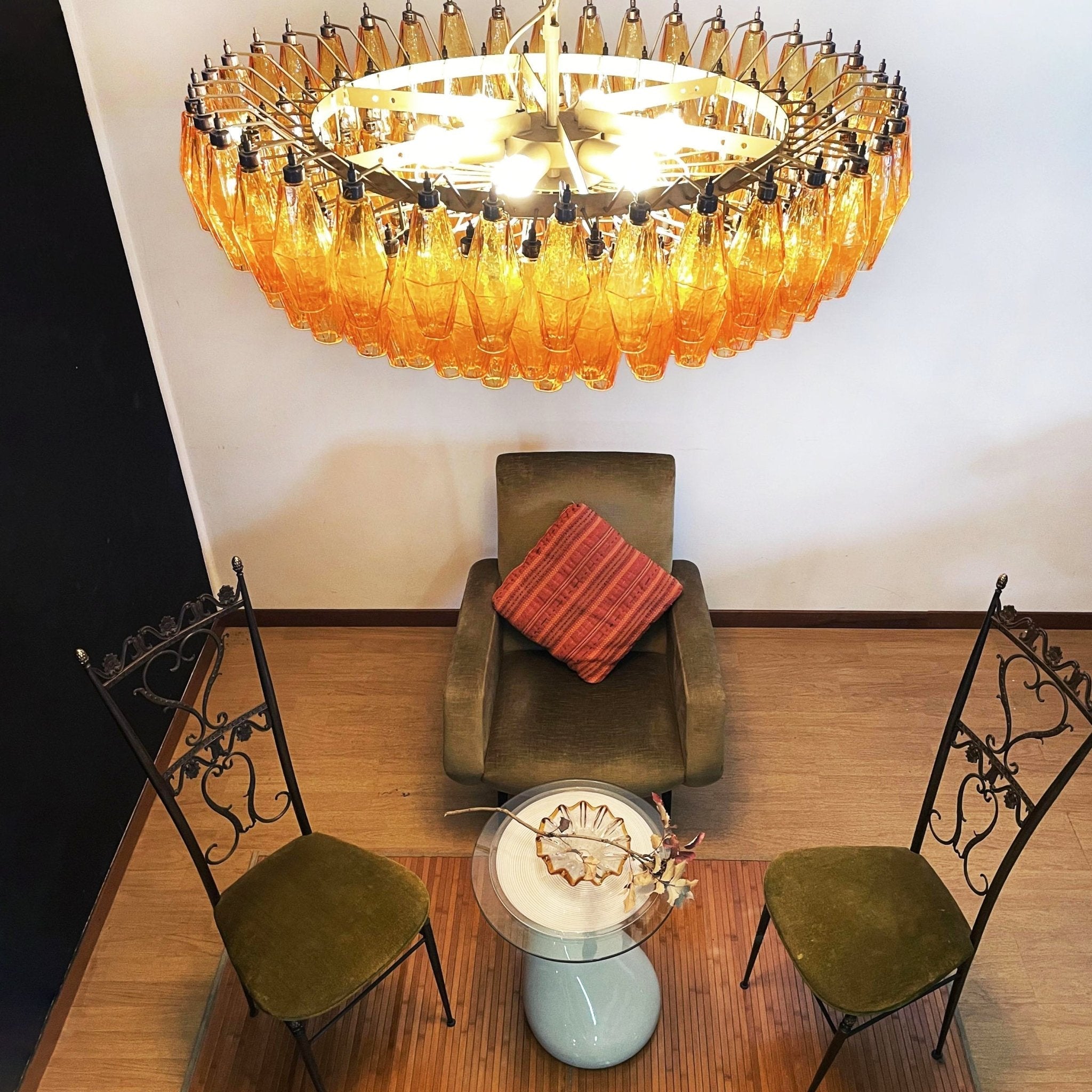 Murano Chandelier Amber Layered Oval - Letslighting