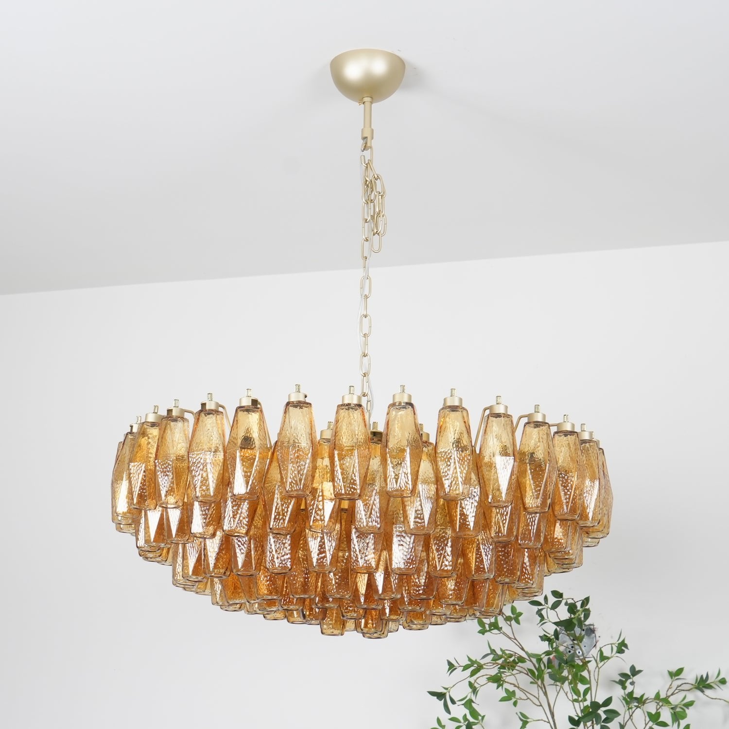 Murano Chandelier Amber Layered Oval - Letslighting