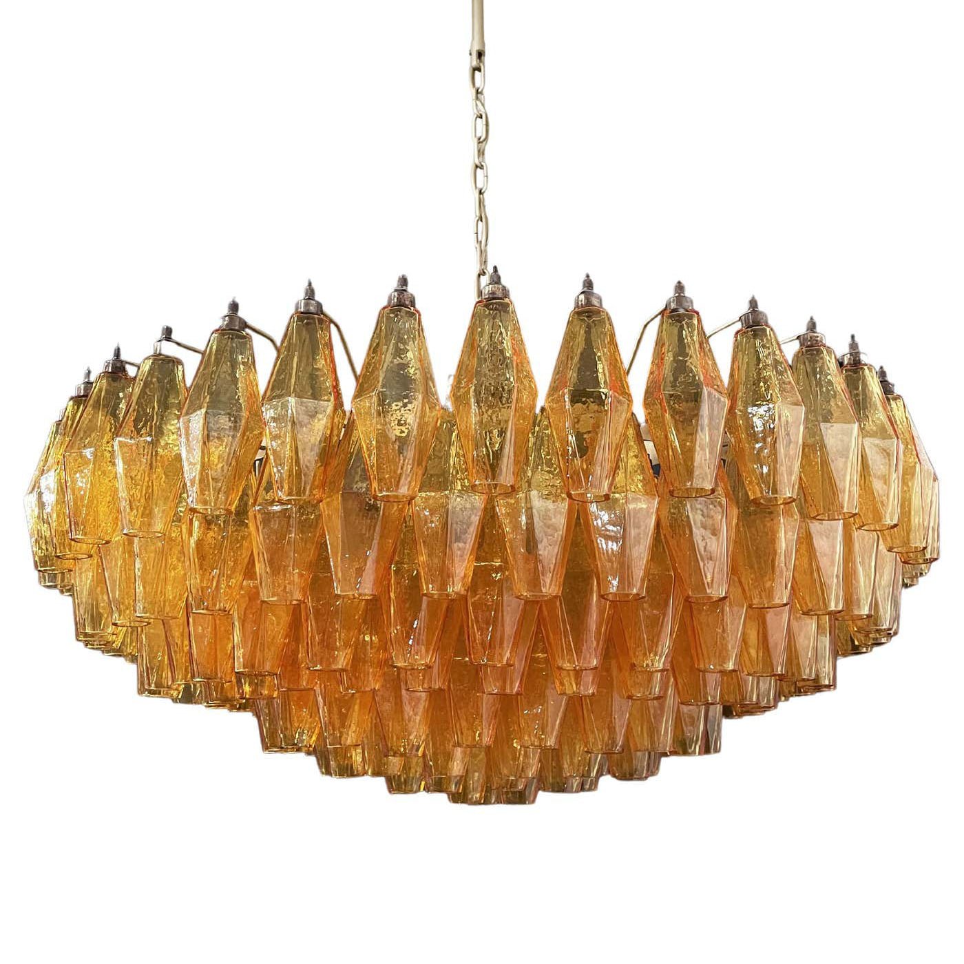 Murano Chandelier Amber Layered Oval - Letslighting